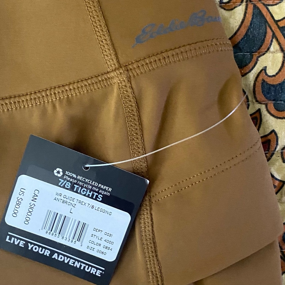 EDDIE BAUER SZ LRG REG WOMEN’S GUIDE TREX 7/8-LENGTH LEGGINGS IN  ANTIQUE BRONZE